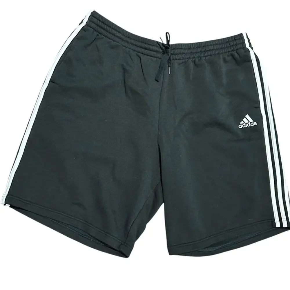 Adidas Mens Size 3XLT Black 3 Stripe Cotton Polyester Athletic Shorts